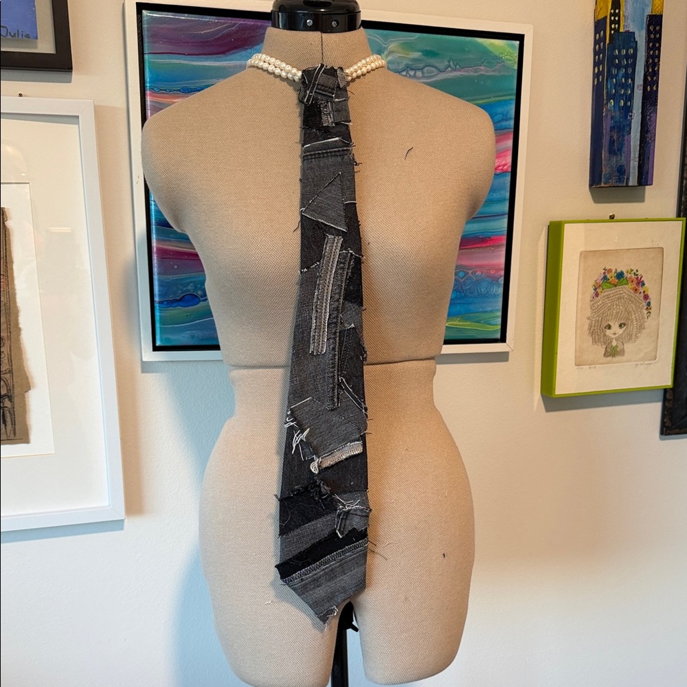 Unique Black And Gray Patchwork Tie - image 1